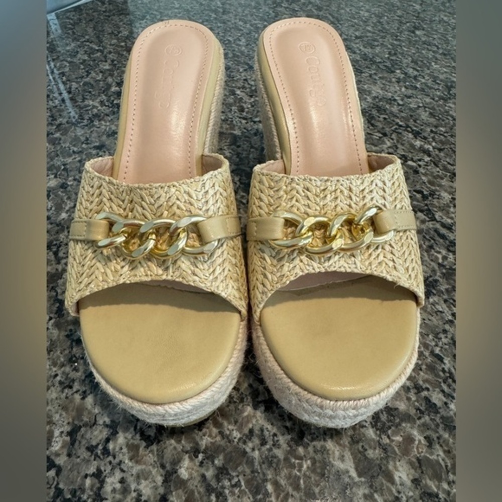 Coutgo Platform Espadrille Wedge Sandals Size 7.5